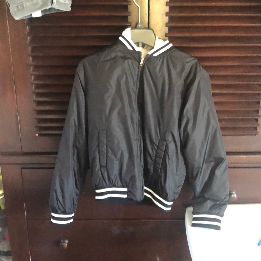 Brandy Melville navy blue jacket with gray hoodie